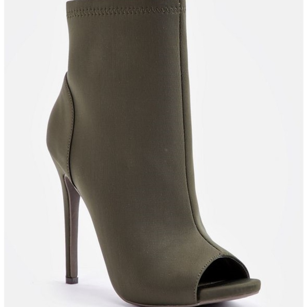 Olive Open Toe Heel Bootie